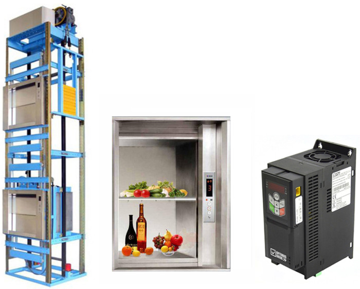 ПЧ AD800 (фото справа) обеспечивает плавное движение малых грузовых лифтов со стабильной скоростью