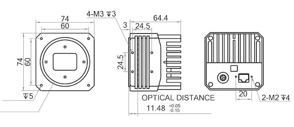 Геометрические размеры камеры серии CH 10GigE (Тип I)