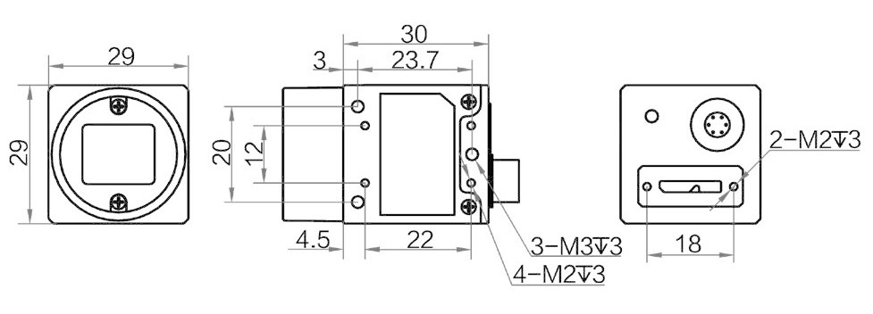 Геометрические размеры камеры серии CH USB3.0 (Тип А)