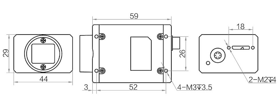 Геометрические размеры камеры серии CH USB3.0 (Тип B)