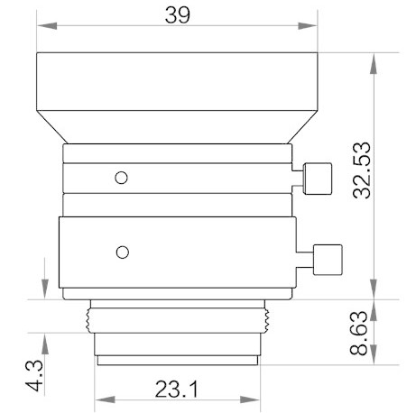 Геометрические размеры объективов серии HF-E (Тип A)