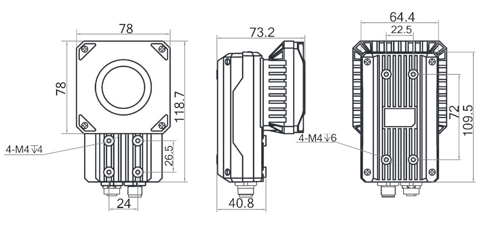 Геометрические размеры cмарт-камеры серии SC7000 (Тип А)